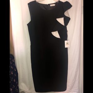 Calvin Klein Black & White Ruffle Dress NWT